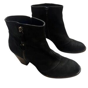 Paul Green Natick Black Suede Side Zip Block Heel Ankle Boots‎ UK 5 (Size 7 US)